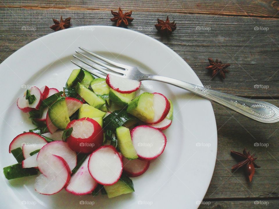 vegetable salad and banana