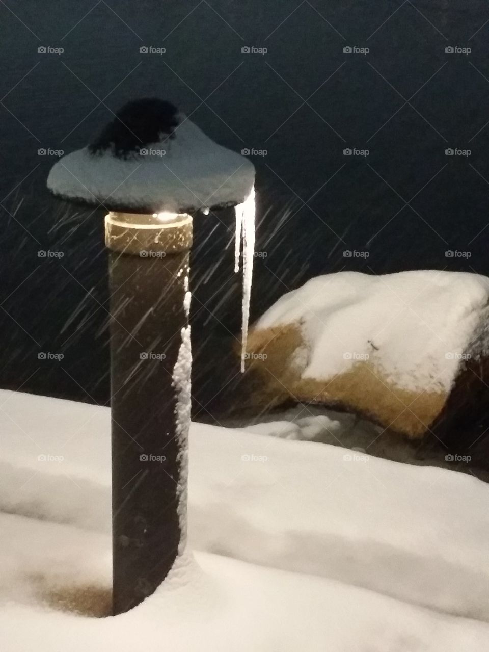 lamp with snow
