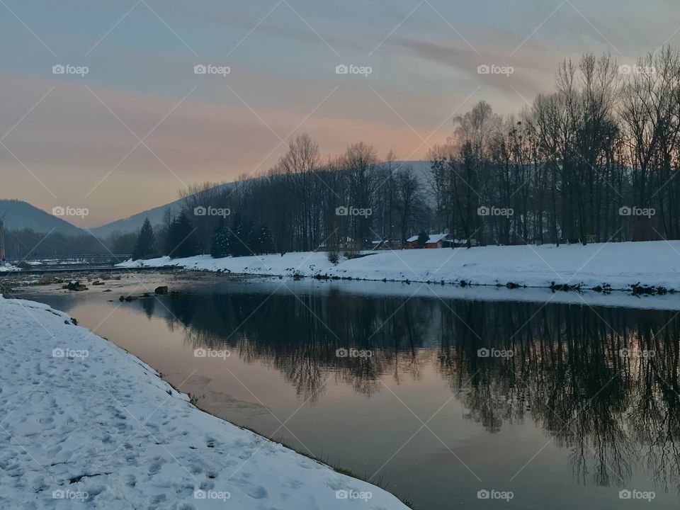 Winter over Vistula river