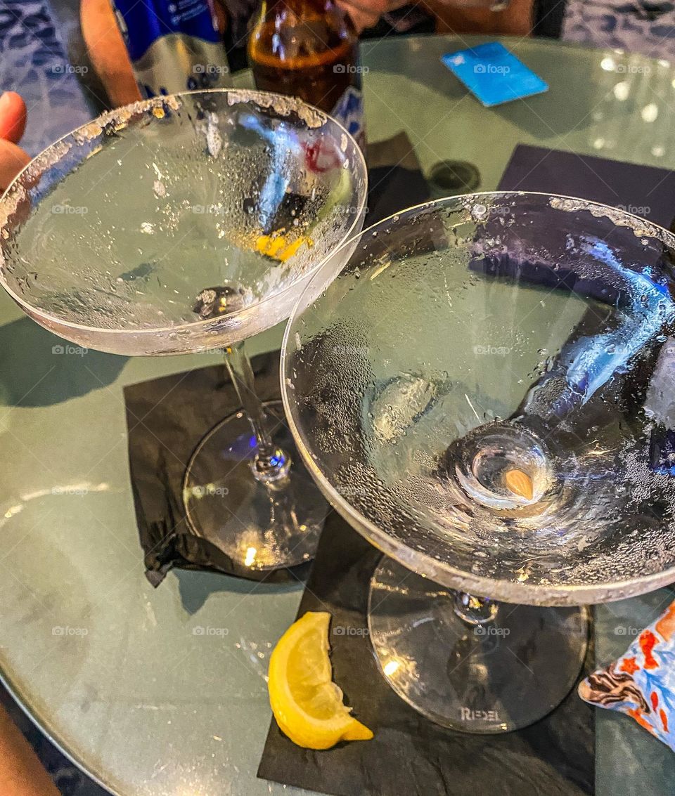 Geometry- circles mission.  2 empty martini glasses show 2 perfect circles (they were delicious !) 