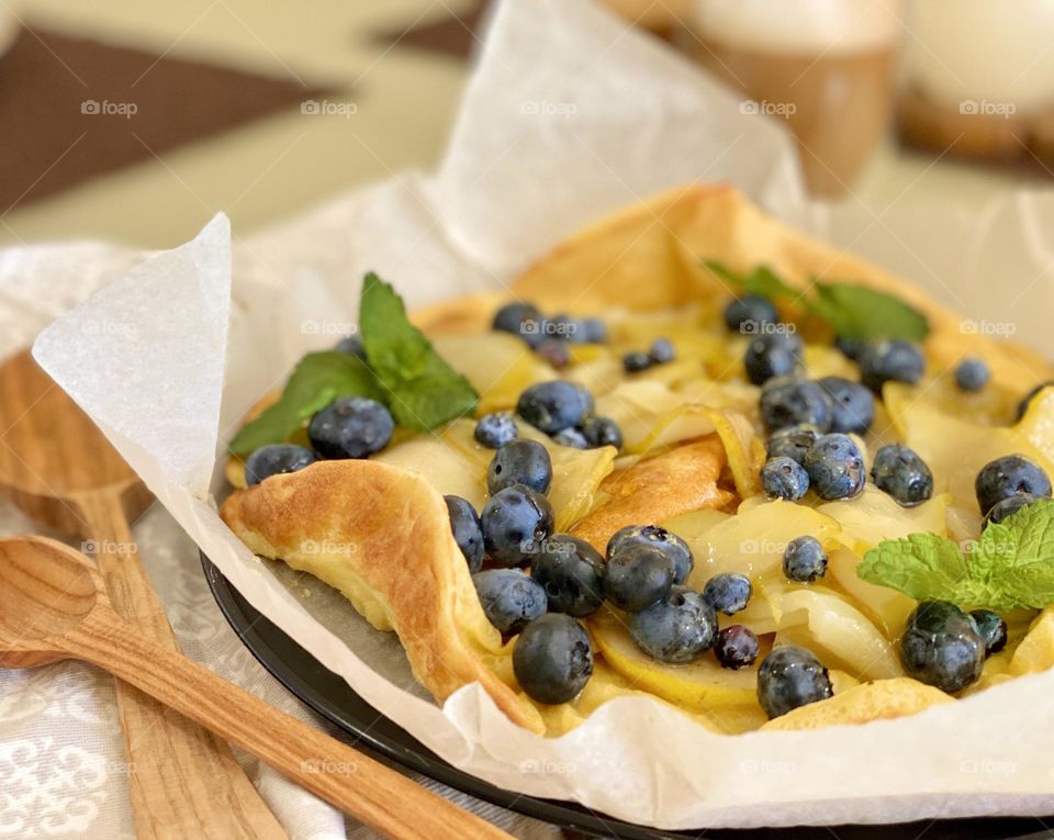 Danish pancake with fruits and berries