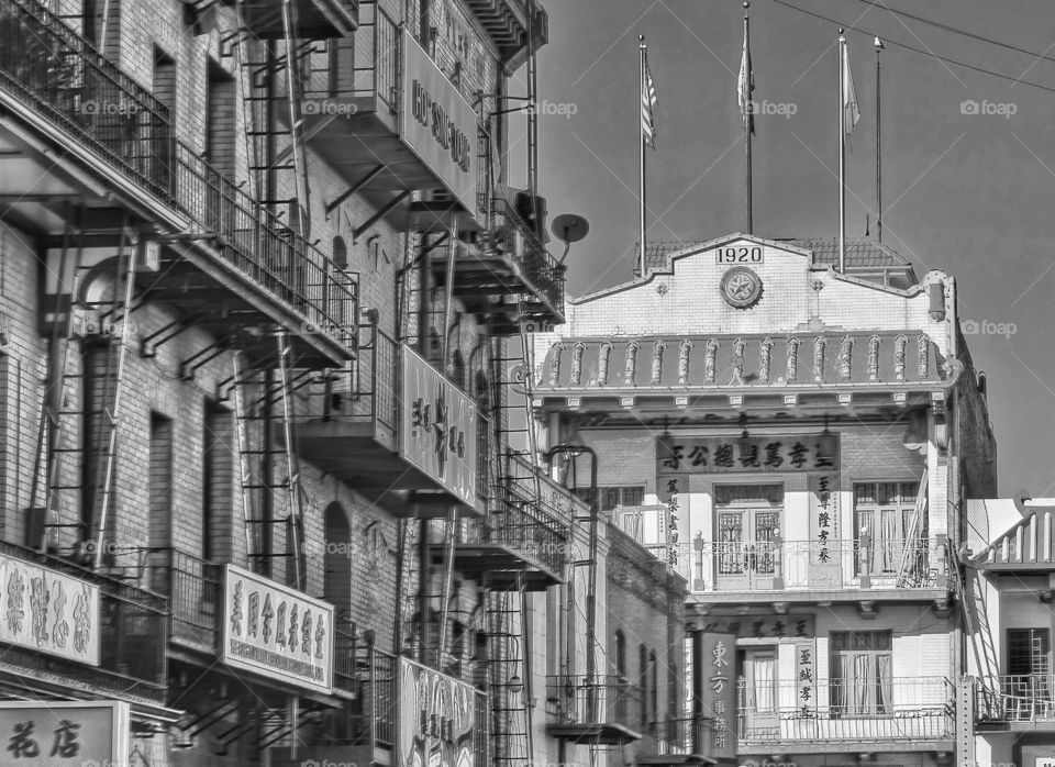 Black And White Architecture. San Francisco Chinatown
