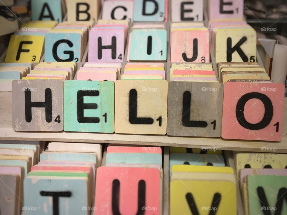 Hello wooden alphabet