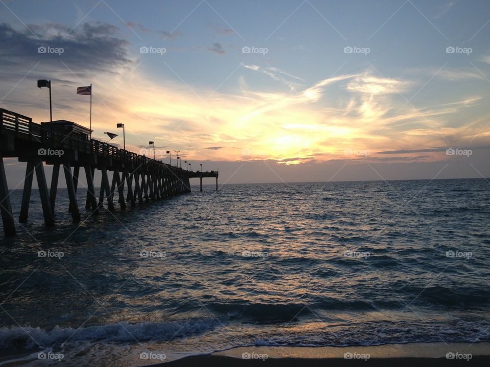 Beach Pier. Silhouette of a Florida Pier