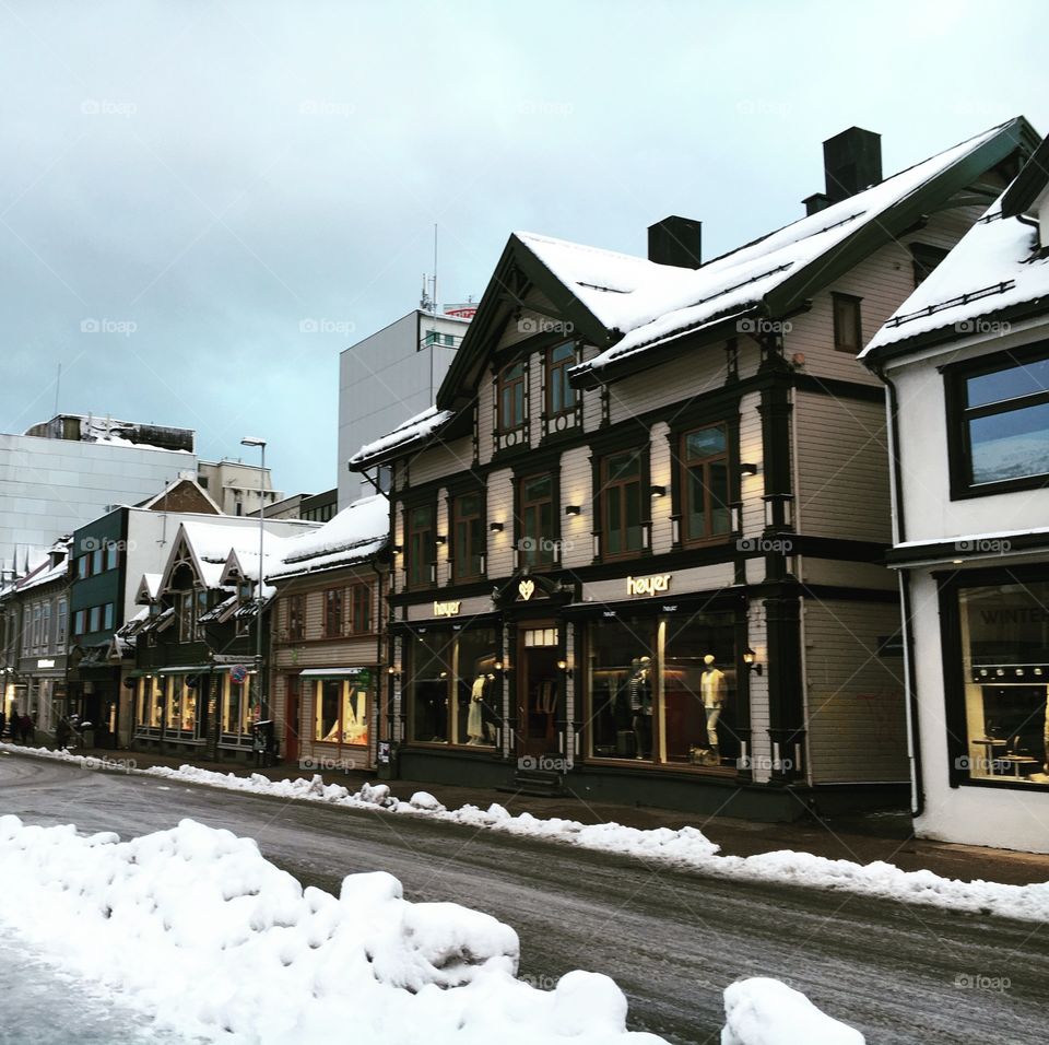 Tromsø city centre in winter 