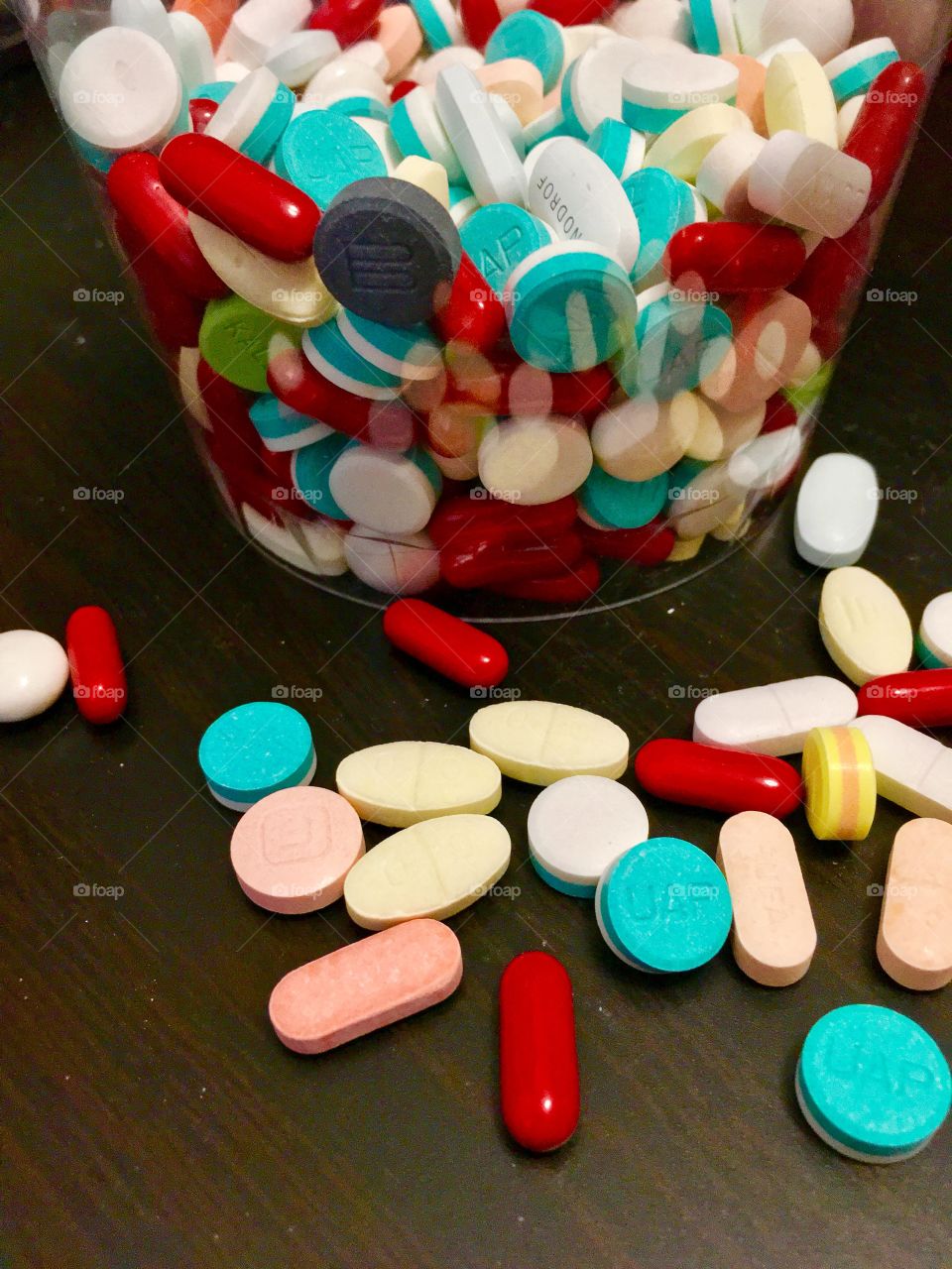 Many closeup pills