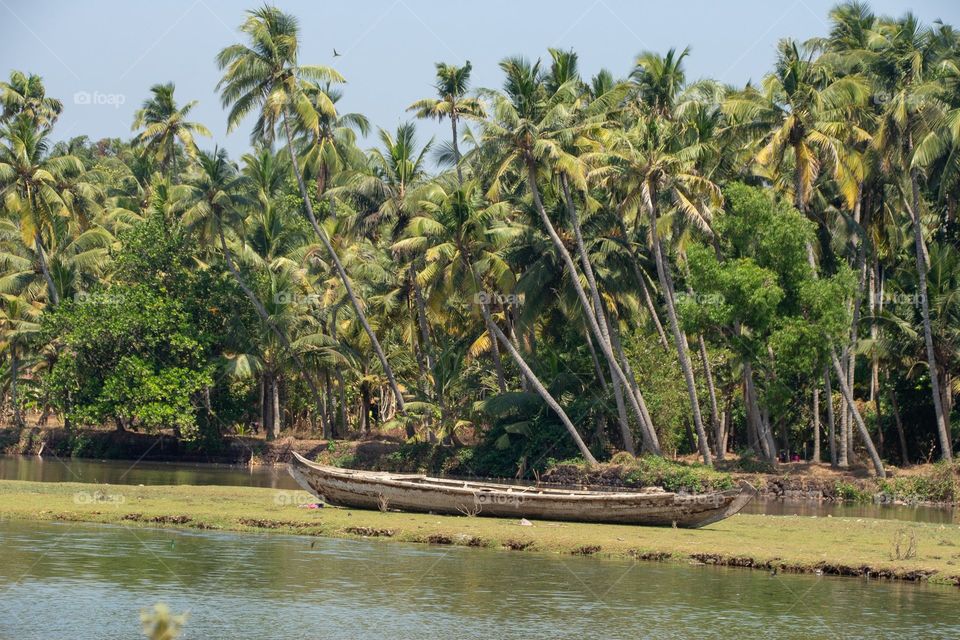 a boat at the shore