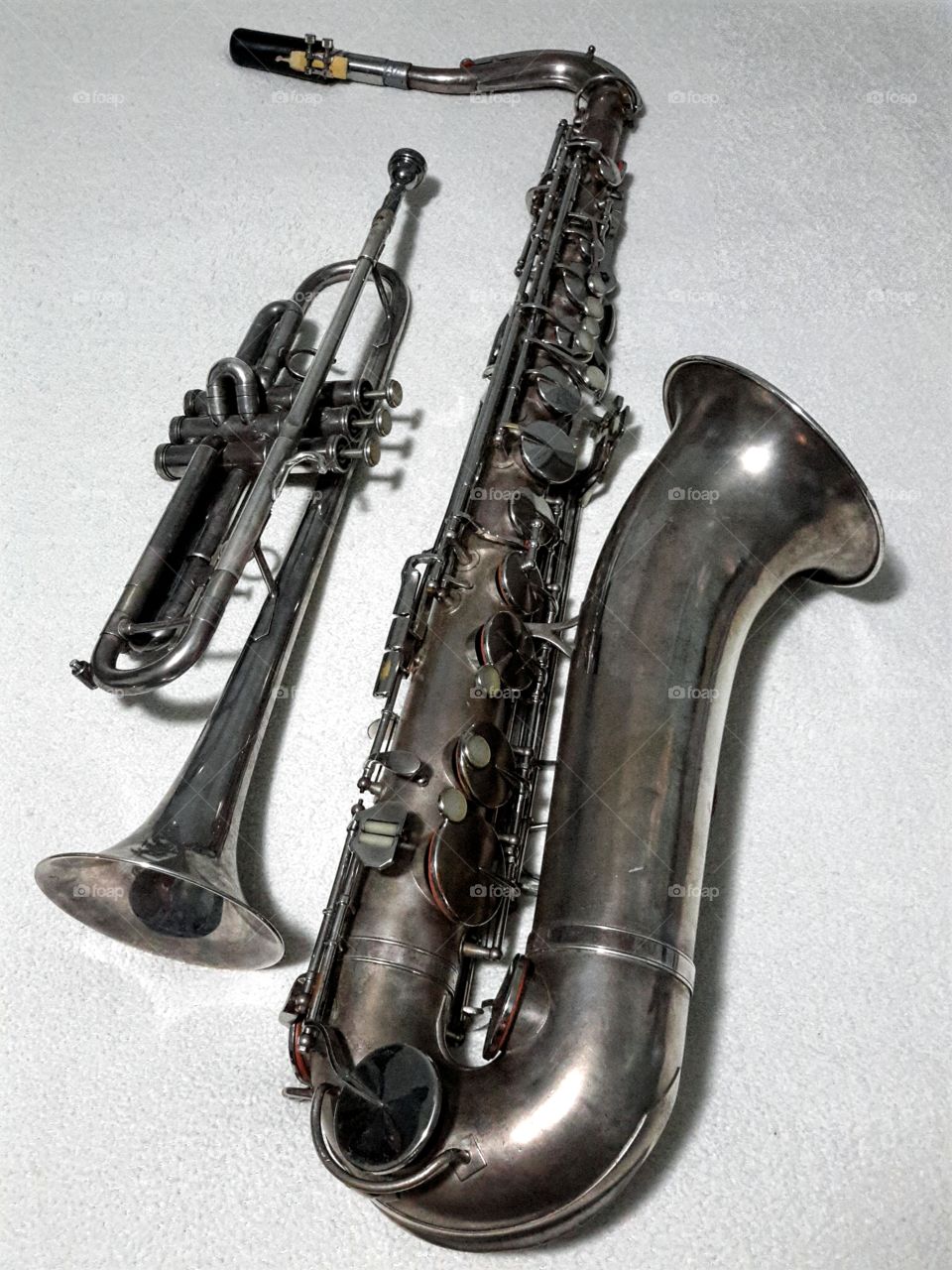 Silver Saxophone and Trumpet