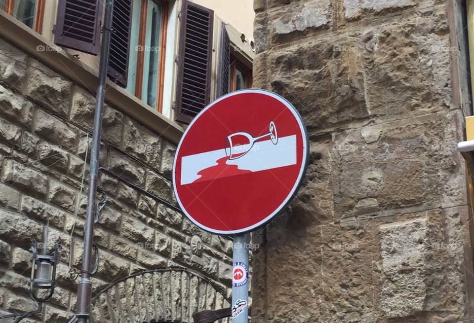 Wine Sign, Artistic Traffic Sign, Spilled Wine