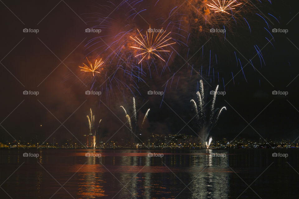 Fireworks in Florianopolis Santa Catarina Brazil.