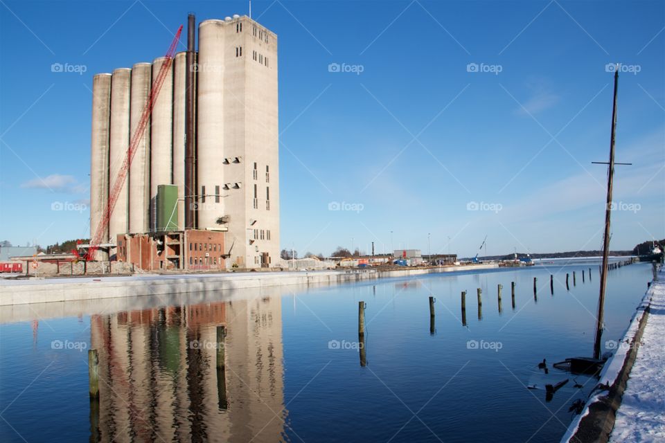 Silo at the harbor in Norrtälje, Sweden 
