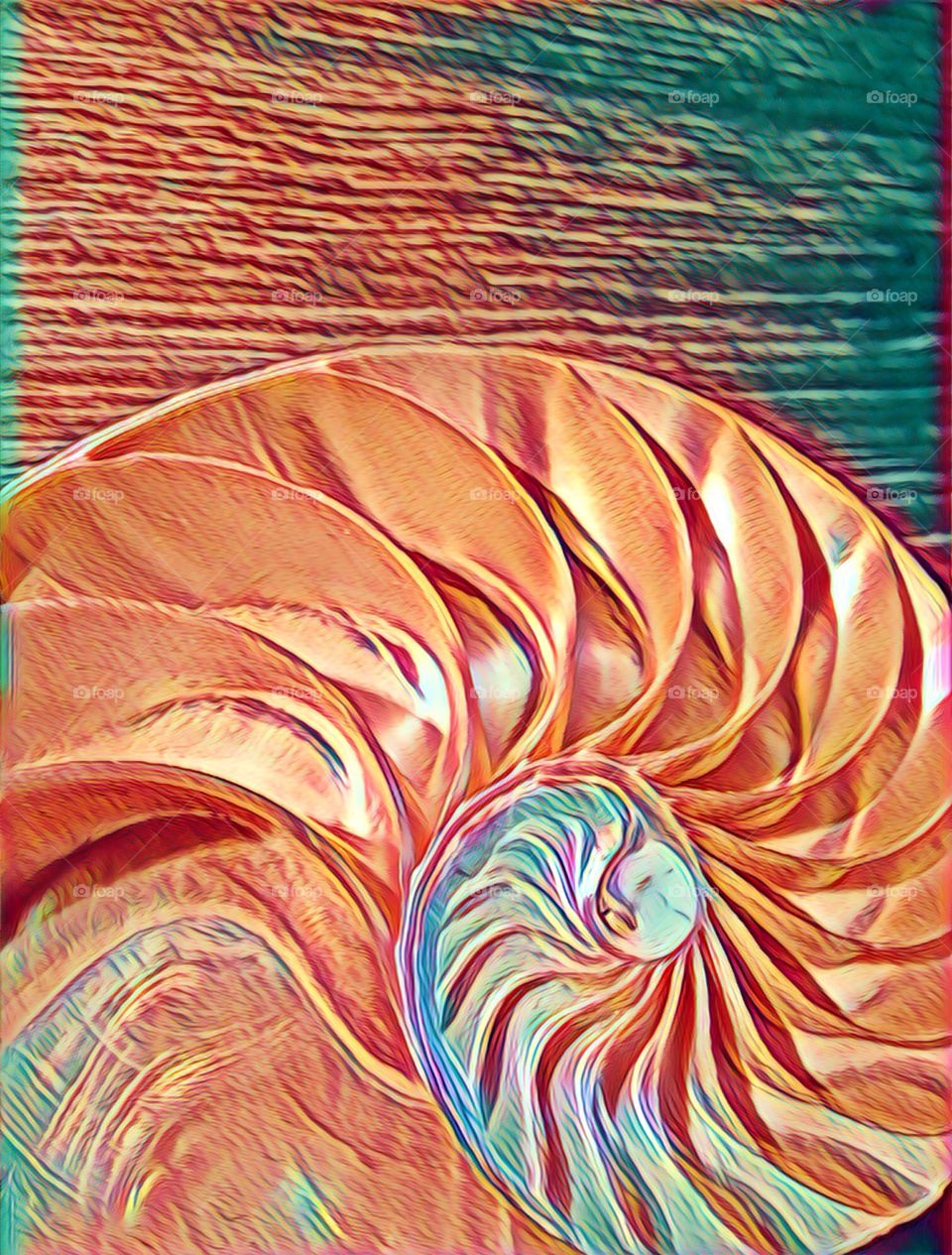 Nautilus shell cross section spiral symmetry Fibonacci sequence 