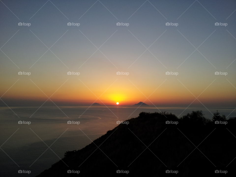 isole eolie. sunset in lipari