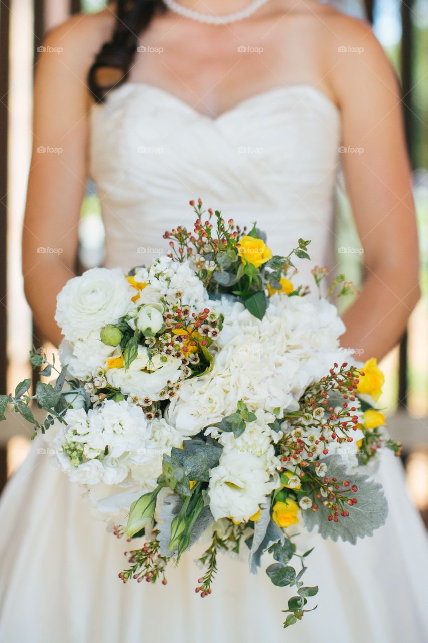 Bride holding  bouquet