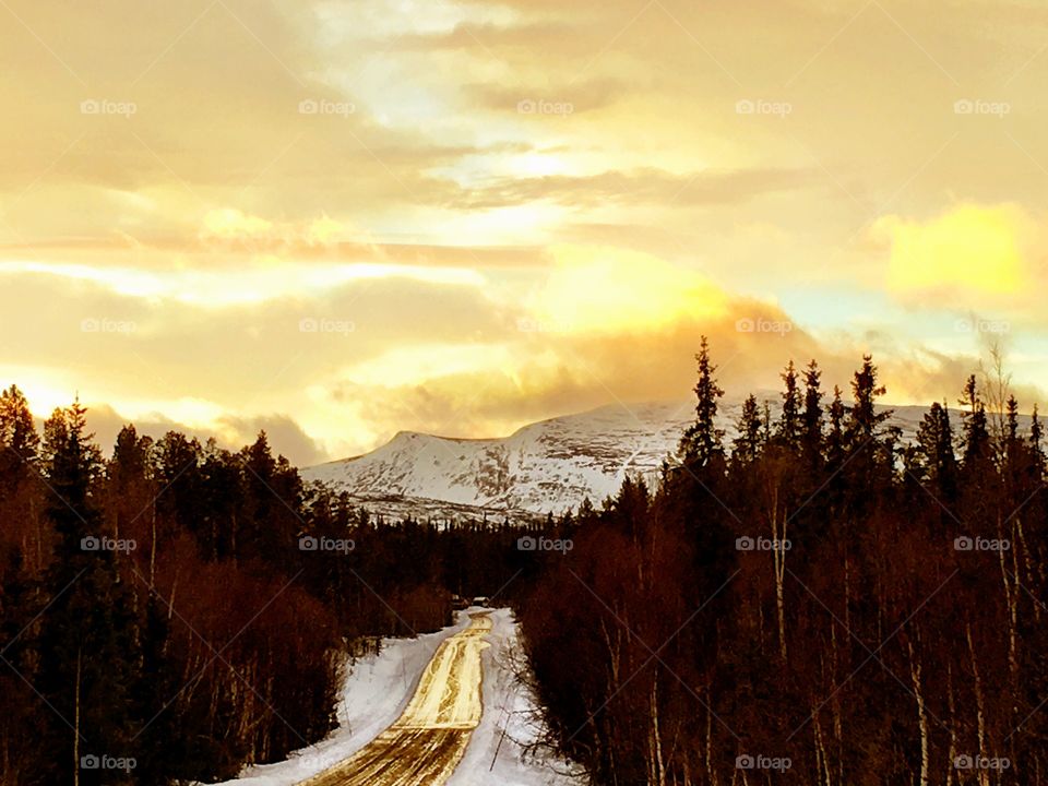 Icy road in the mountain 