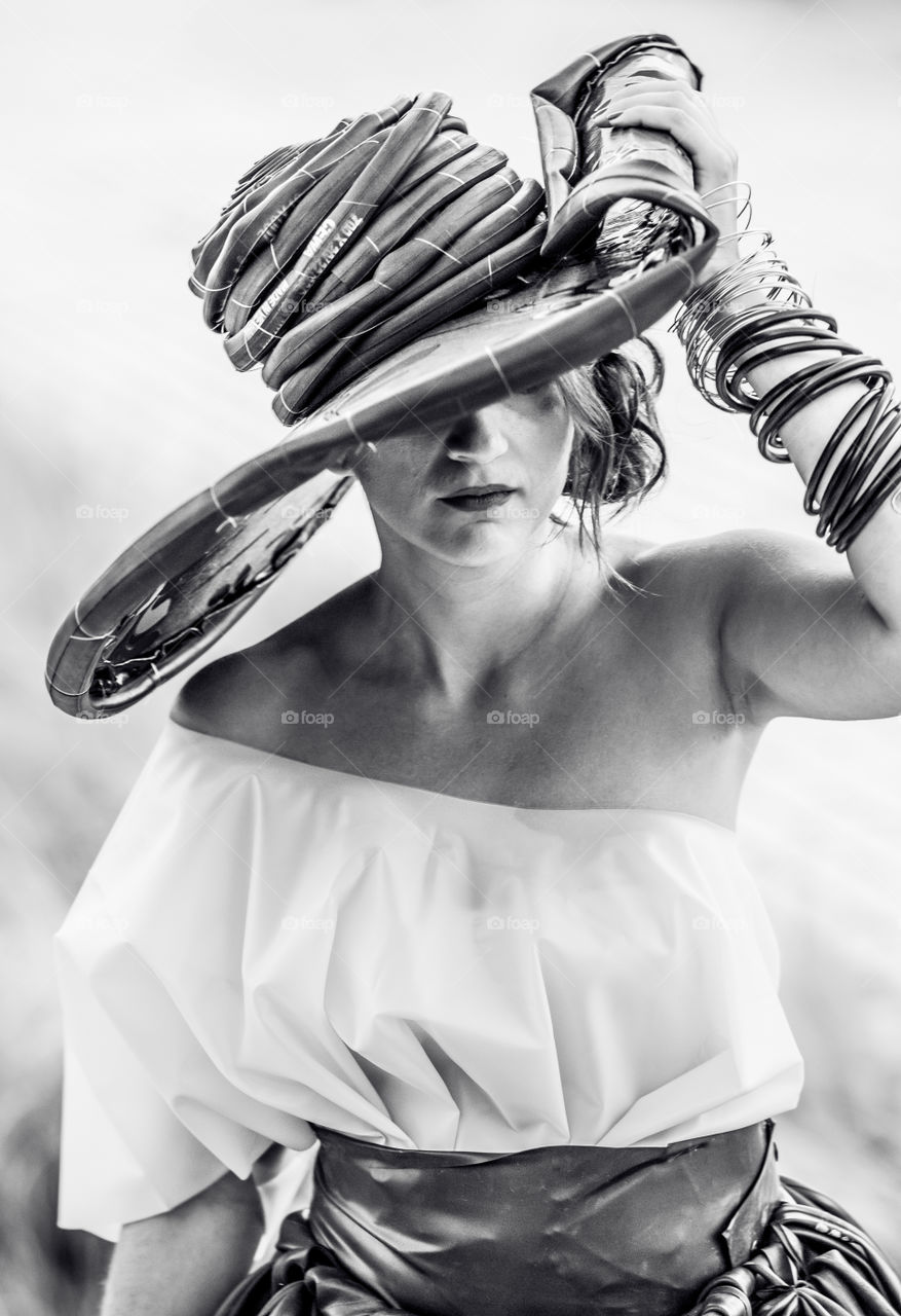 Woman Portrait Wearing Big Hat