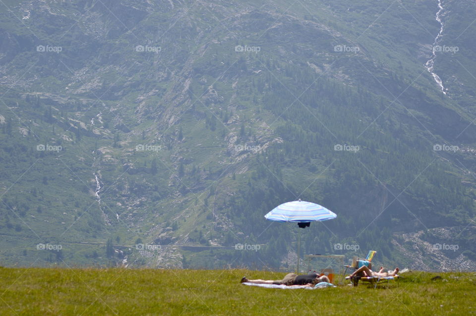 relax on top of the mountain