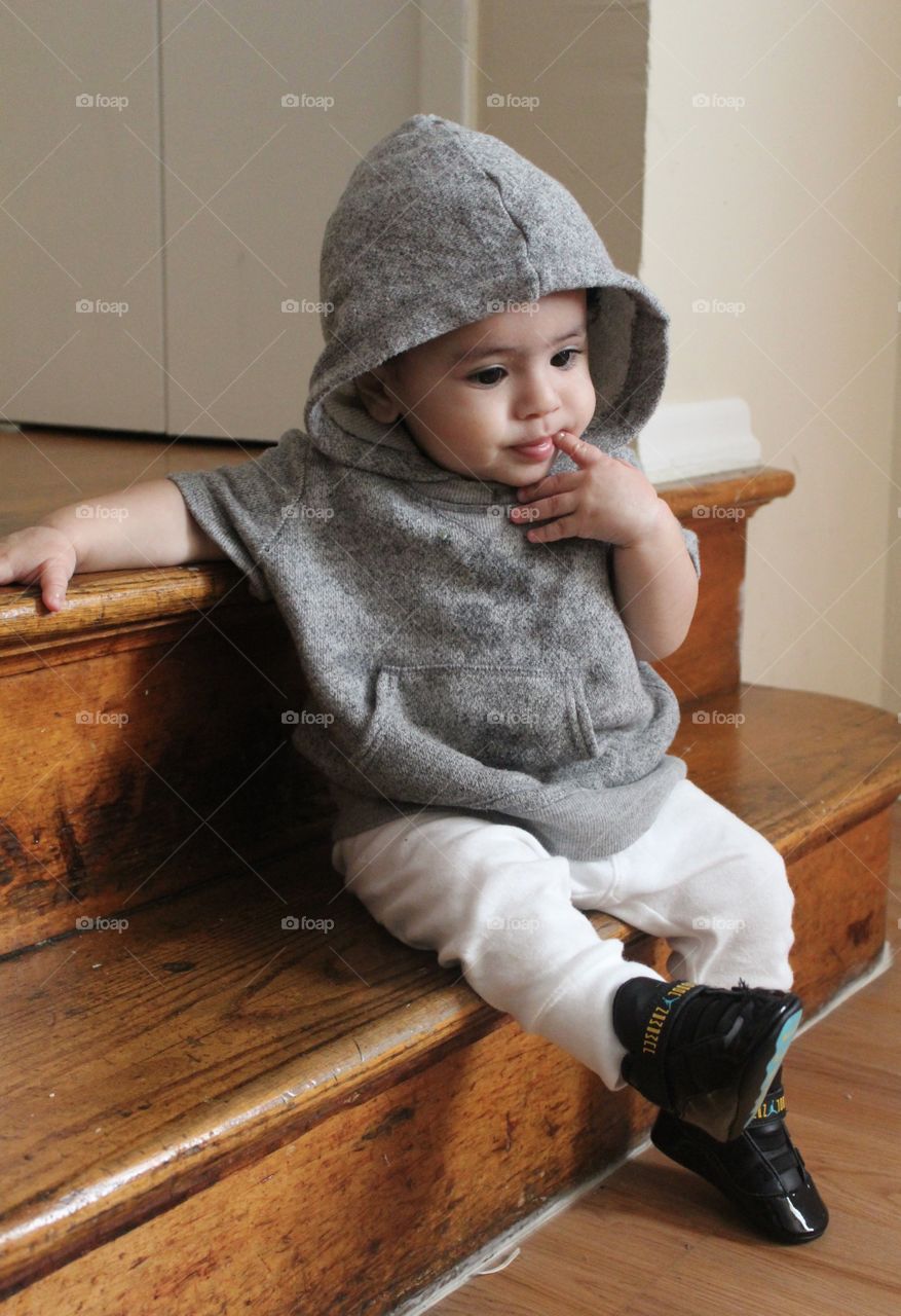 Thinking . He just pose for mommy 