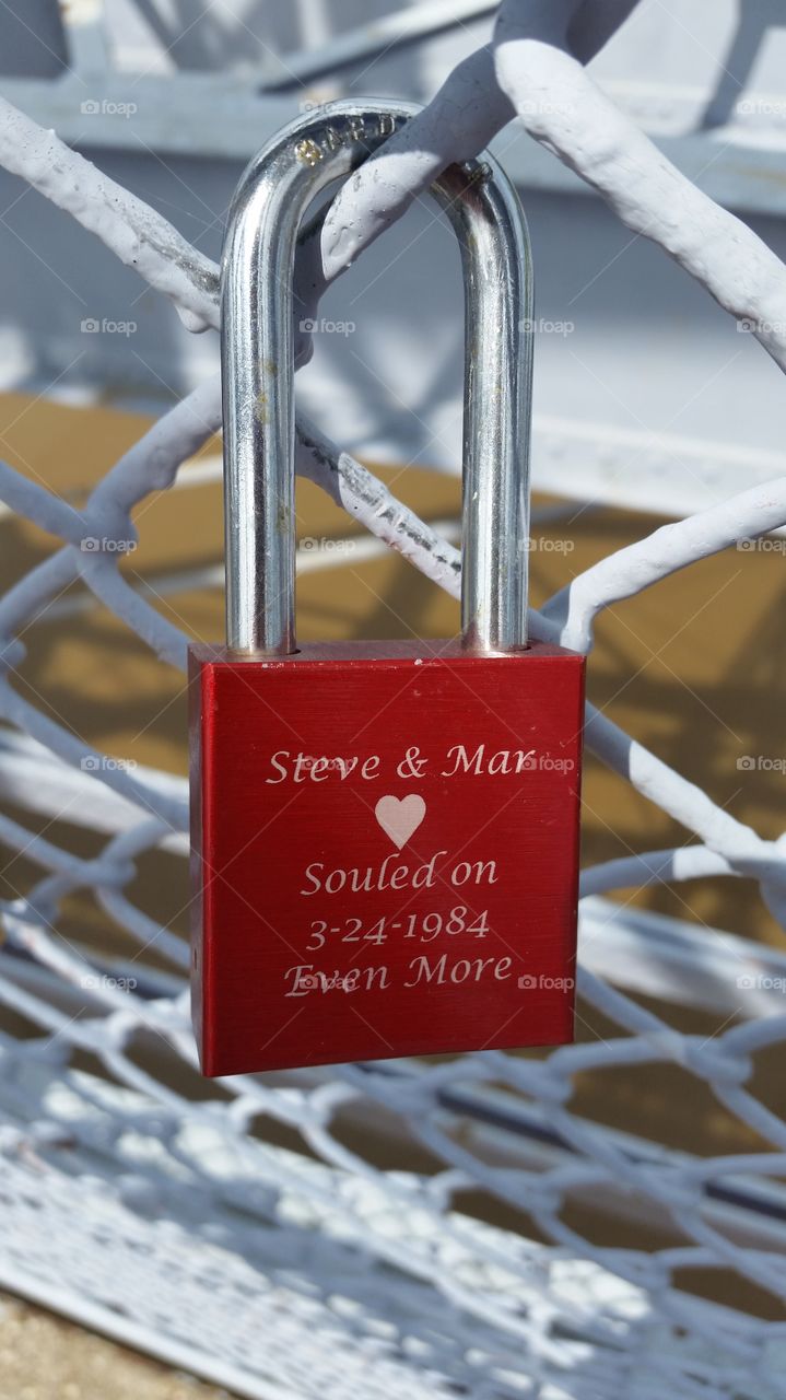 love locks. this was on the Cincinnati bridge