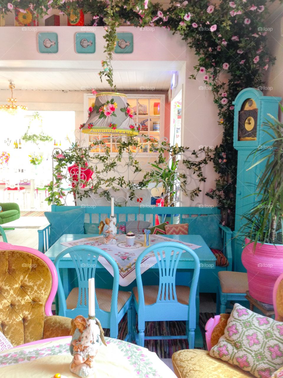 kitschy cute cafe interior