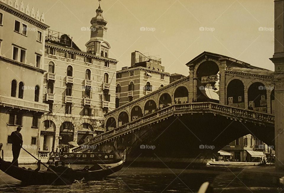 Vintage photo of Italian Architecture Bridges Canals of Venice Italy