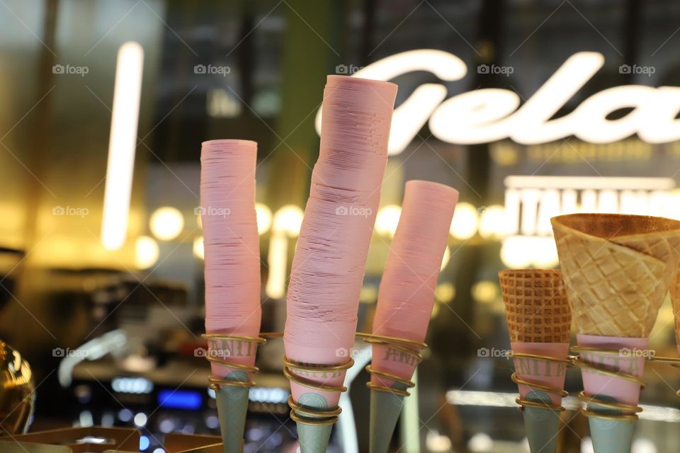 Pink ice cream cones