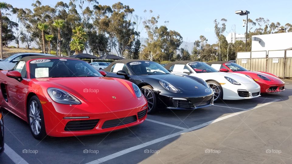 Row of parked Porches