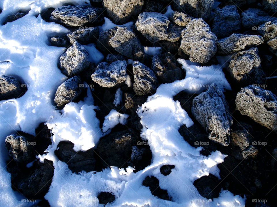 Snow on the rocks