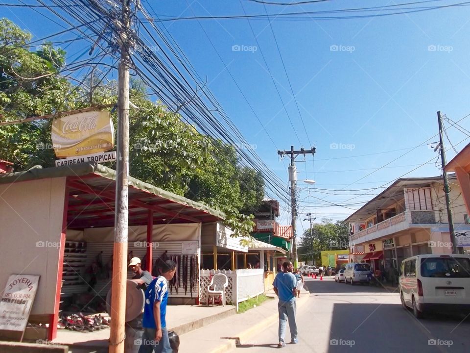 Photo from moving car traveling in Roatan, Honduras