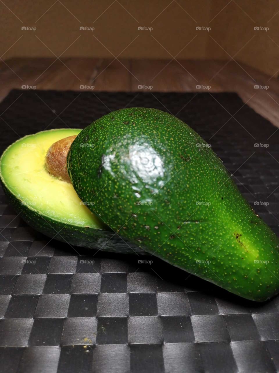 Avocado that is cut in half