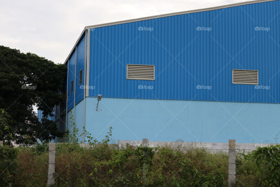 blue pattern building