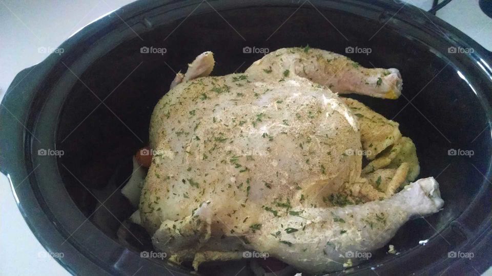 uncooked crockpot chicken