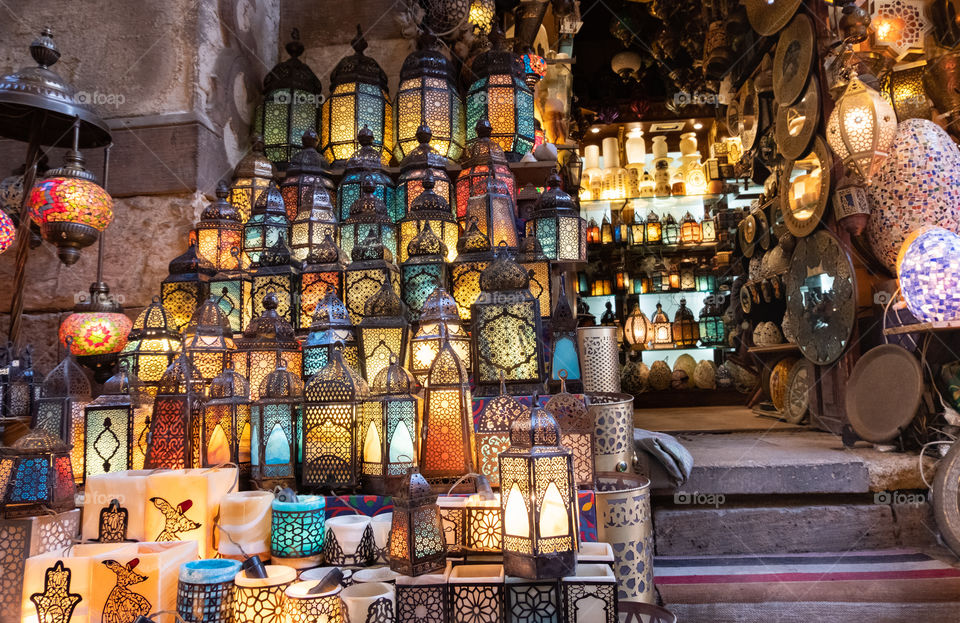 Beautiful lamp Store at Khan market in Kairo Egypt