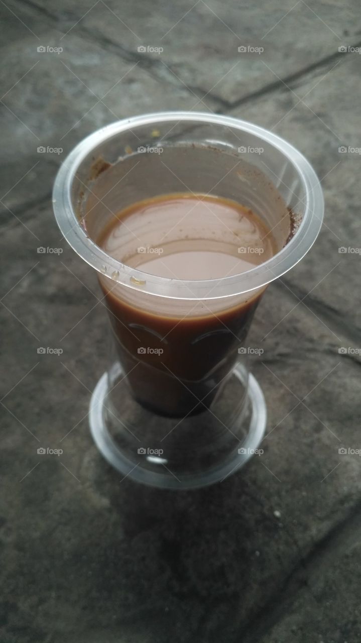 Coffee on cup of plastic