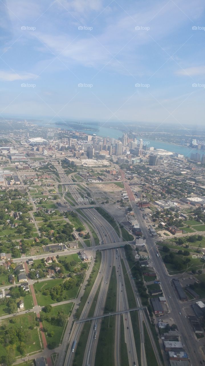 Birdeye view of Detroit