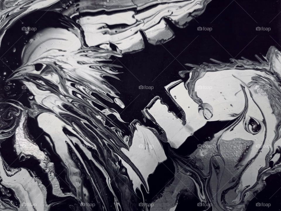 Close-up of an black and white abstract artwork