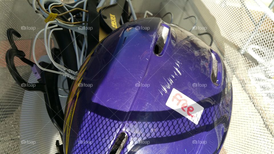 A free purple bike helmet