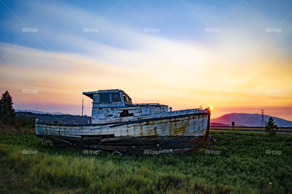 Highway 37, California; the Edith E. salmon fishing boat.