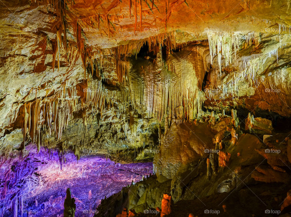 famous prometheus cave near Kutaisi with many stalactites and stalagmites