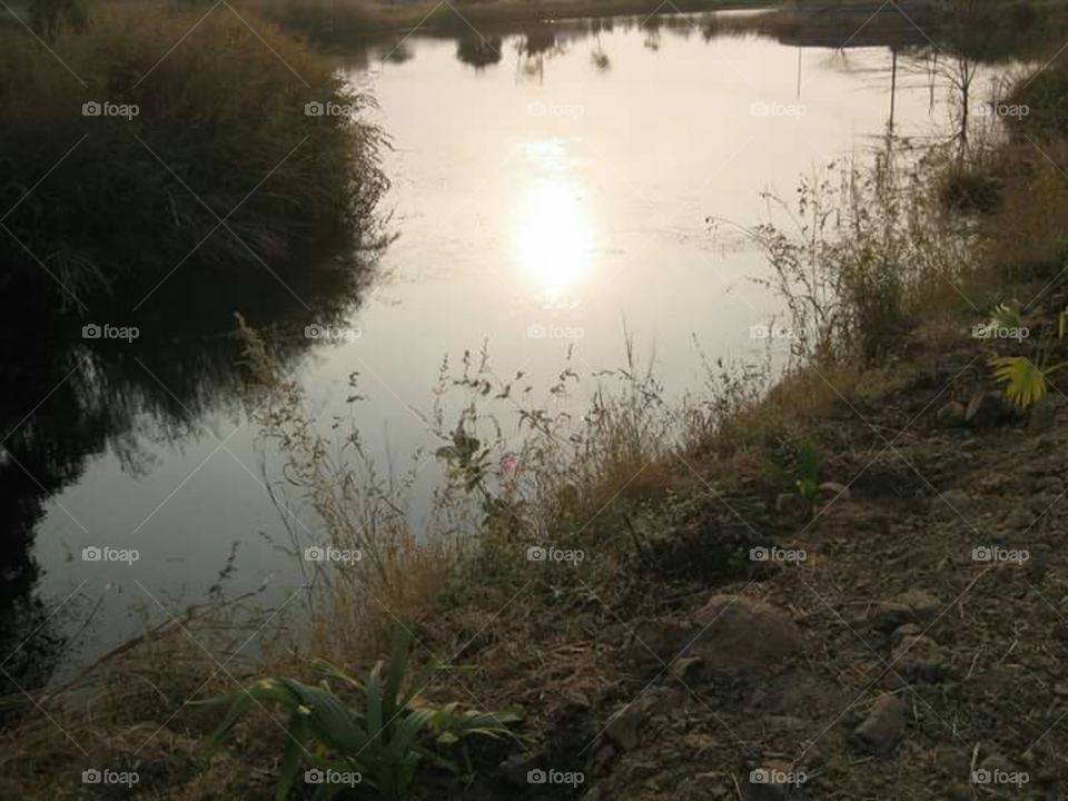 Sun image on water surface