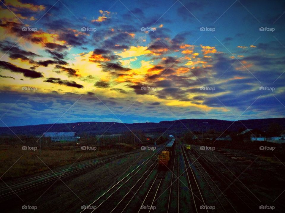 Bright Sky over railroad
