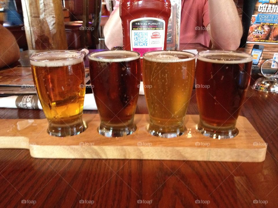 Flight of beer. Went to a bar and grill in Minneapolis and couldn't choose which beer I wanted so the bartender told me to get a flight.