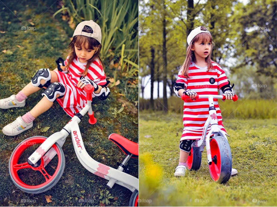 Pretty Girl Playing With Her Bike