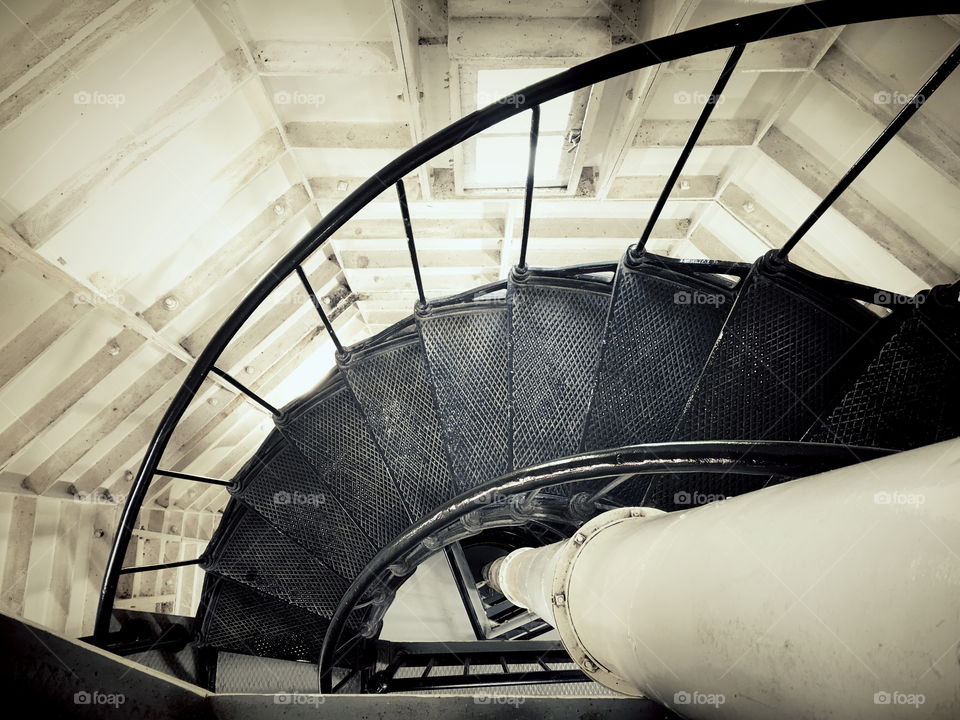 Elevated view of spiral staircase