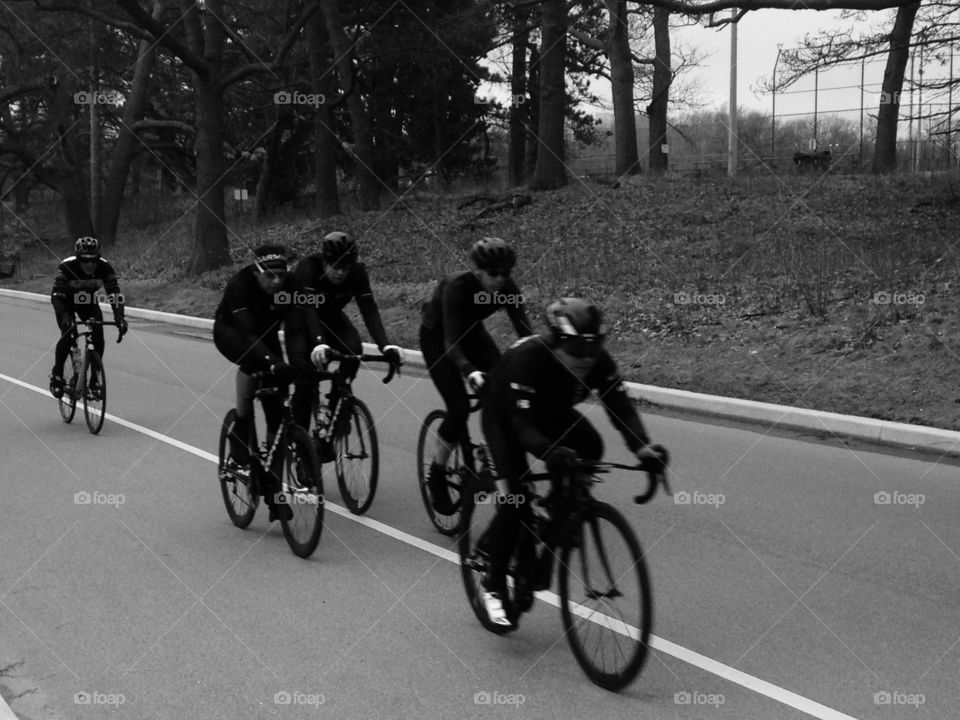 Black and white riders