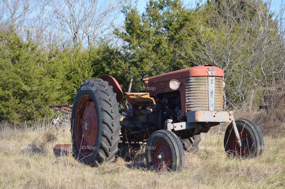 Broken down tractor. 