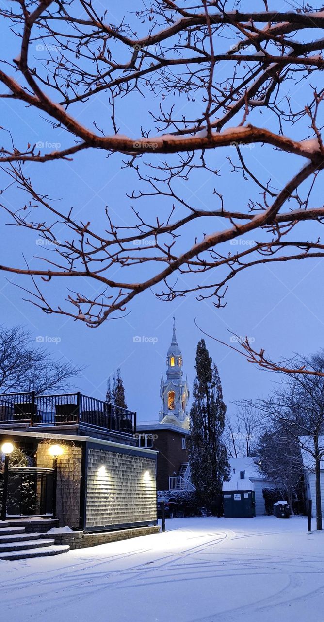 church and a winter view