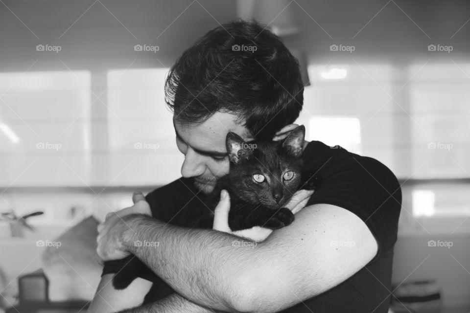 husband and cat