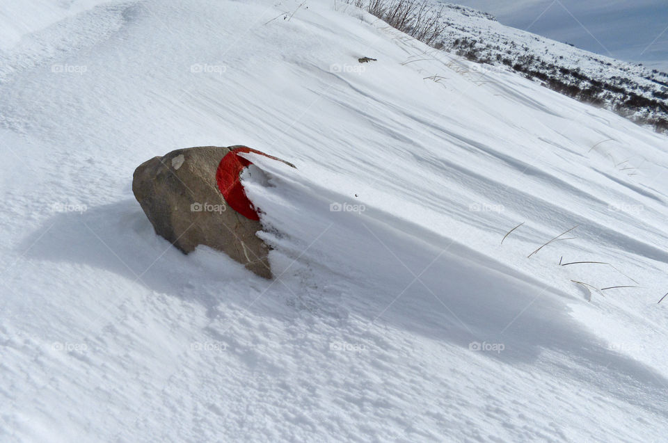 Mountain mark in snow