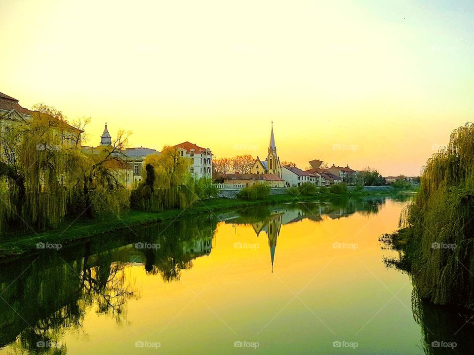 sunset in the city of Lugoj